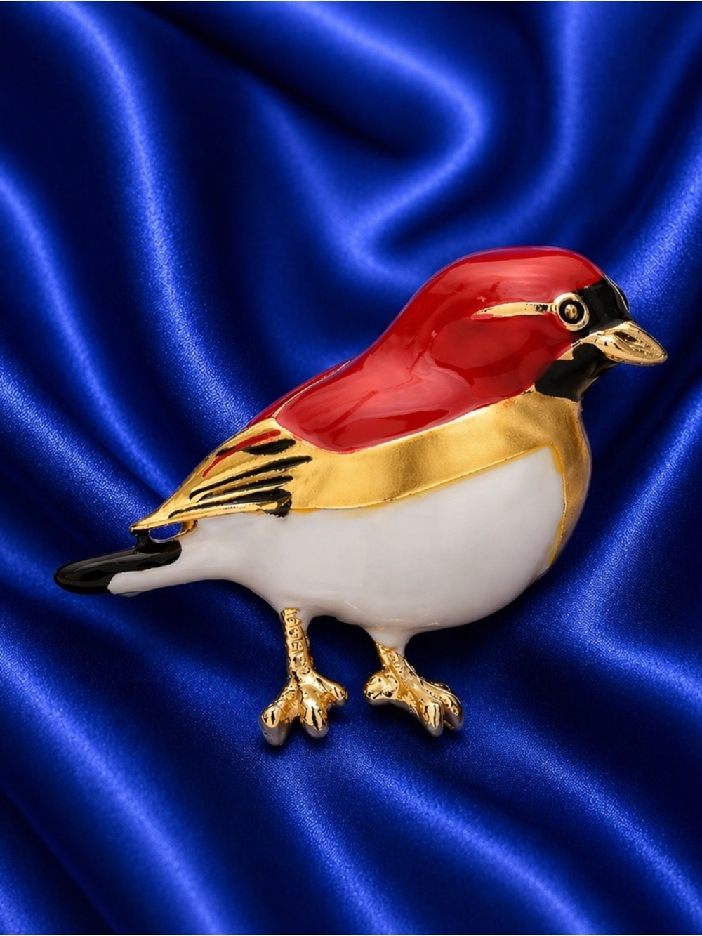 Vintage Red Bird Gold Brooch - Picture 6 of 8